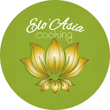 Logo rond Élo’Asia Cooking (lotus vert)