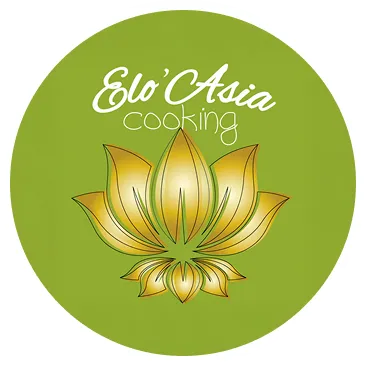 Logo rond Élo’Asia Cooking (lotus vert)